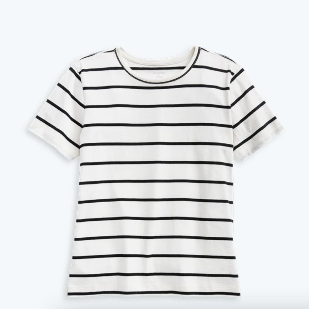 summersalt White and Black Striped Short Sleeve Tee